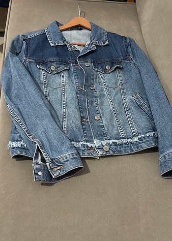 Düğmeli Mavi Kadın Denim Ceket - Görsel 2