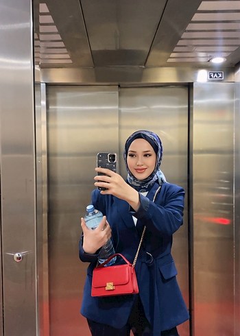 Kadın Kamel Renkli Denim Blazer