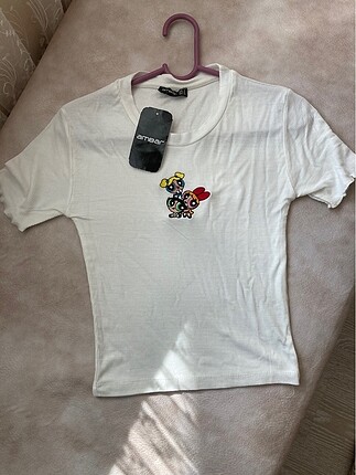 Powerpuff girls baskılı tişört-crop