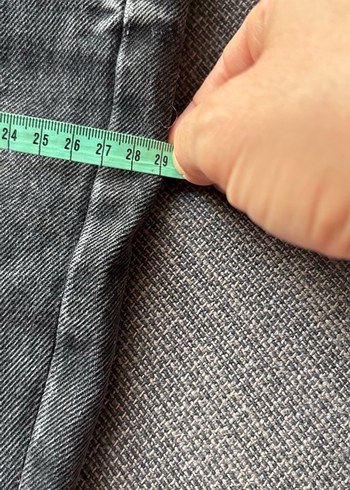 Düğmeli Gri Midi Denim Kadın Jean - Görsel 7