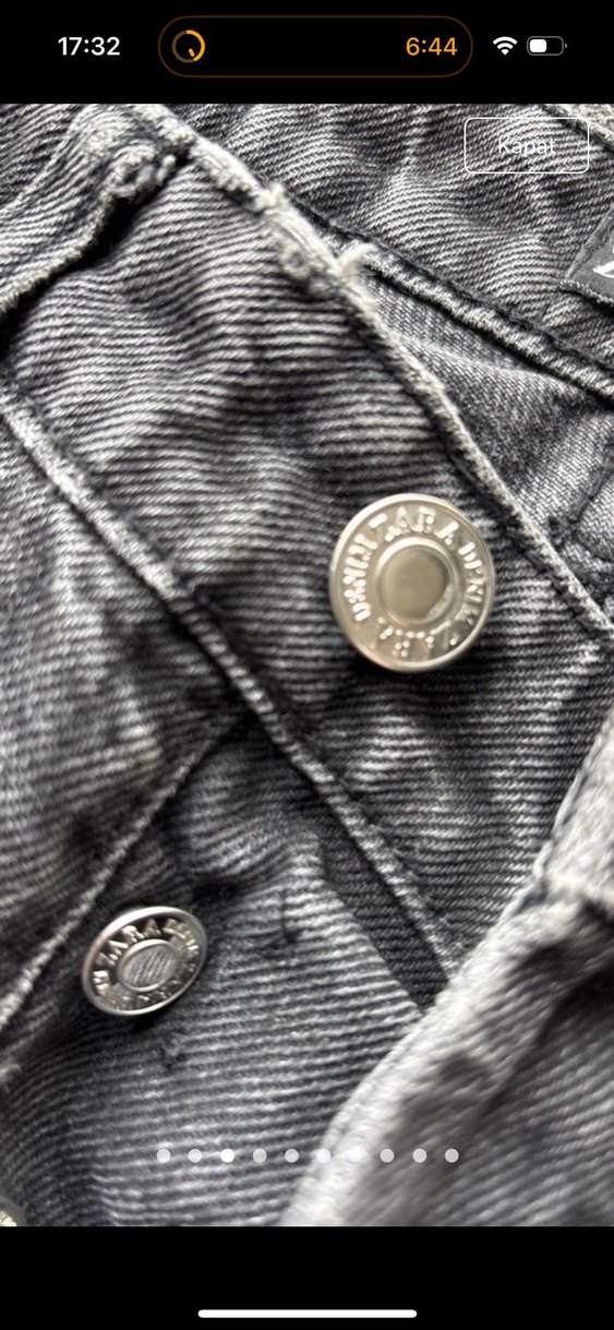 Düğmeli Gri Midi Denim Kadın Jean - Görsel 3