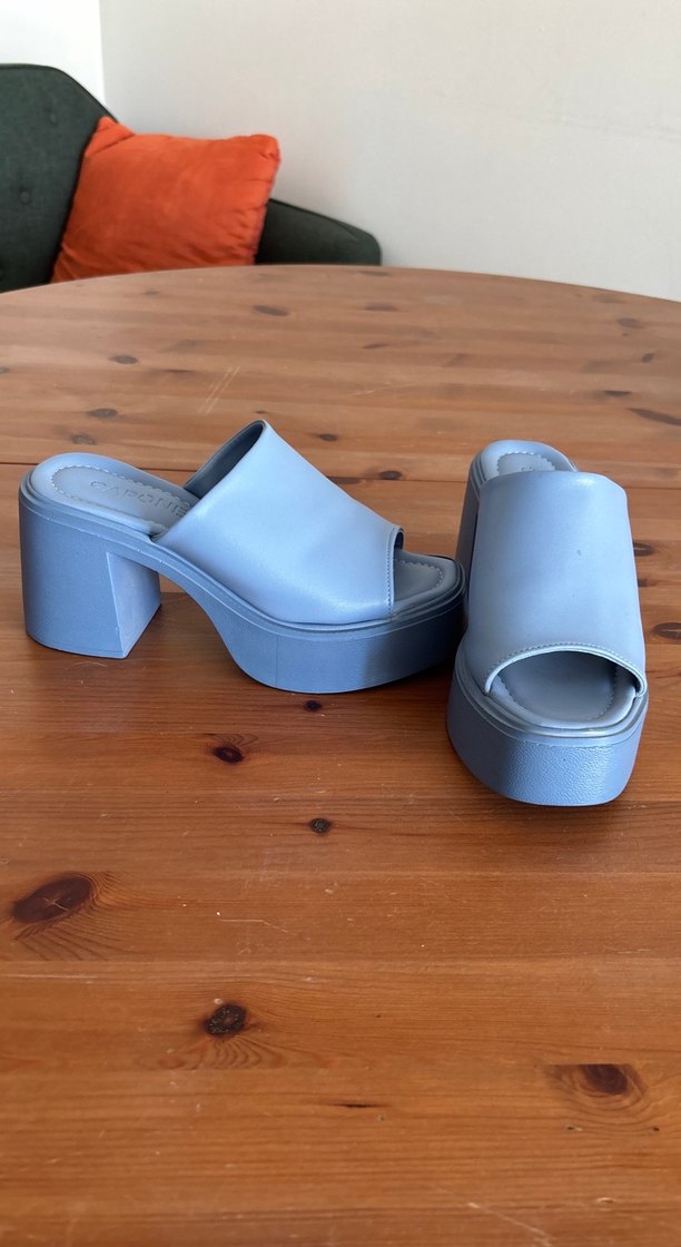 Mavi Platform Topuklu Kadın Terlik - Görsel 5