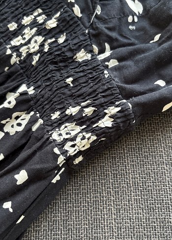 Bohem siyah Desenli Midi Straplez Elbise - Görsel 3