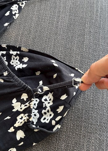 Bohem siyah Desenli Midi Straplez Elbise - Görsel 6