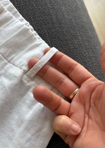 Düğmeli Beyaz Keten Midi Etek - Görsel 3