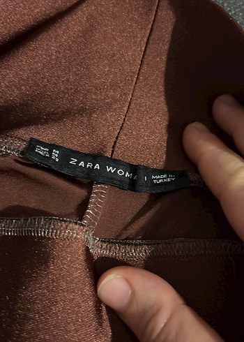 Kadın Parlak Kahverengi Midi Tayt - Görsel 3