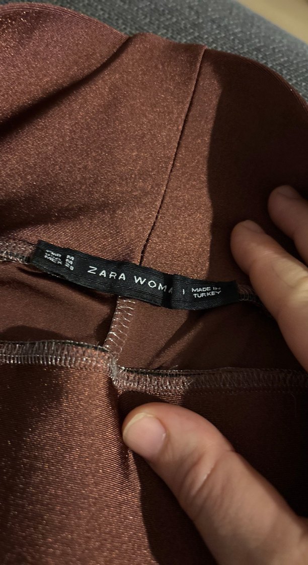 Kadın Parlak Kahverengi Midi Tayt - Görsel 3