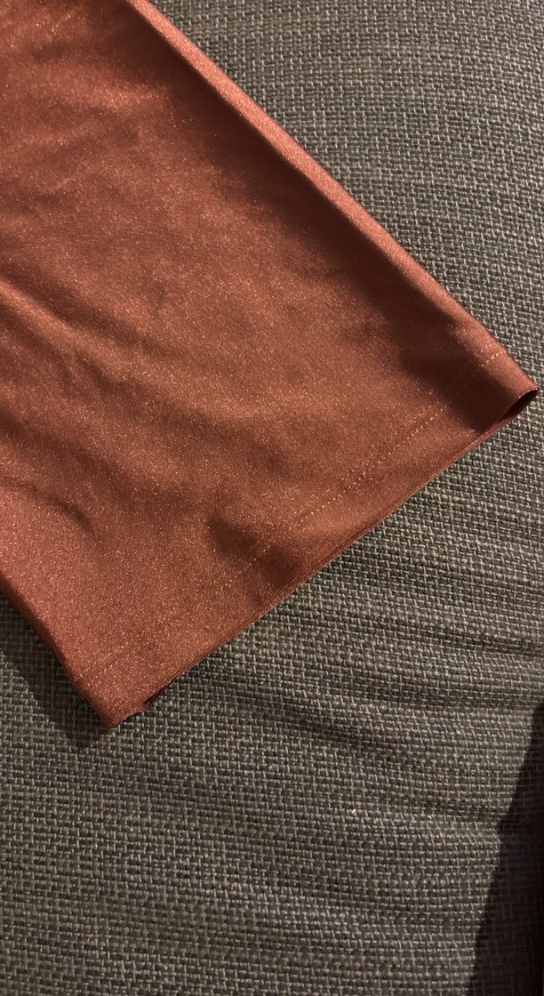 Kadın Parlak Kahverengi Midi Tayt - Görsel 2