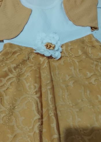 Sarı Nakışlı Kız Çocuk Elbisesi - Görsel 2