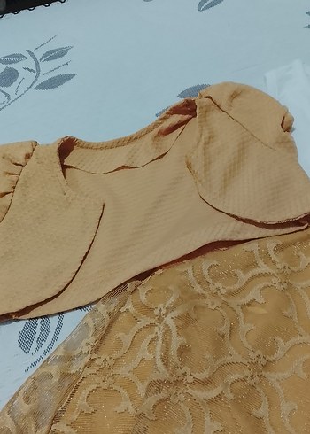 Sarı Nakışlı Kız Çocuk Elbisesi - Görsel 4