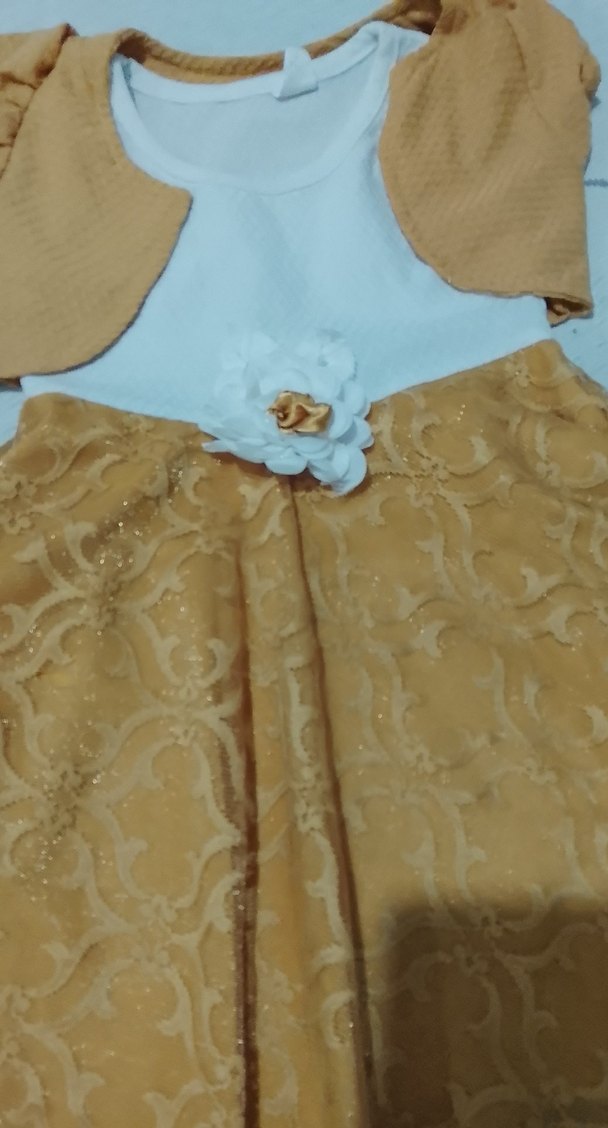 Sarı Nakışlı Kız Çocuk Elbisesi - Görsel 2