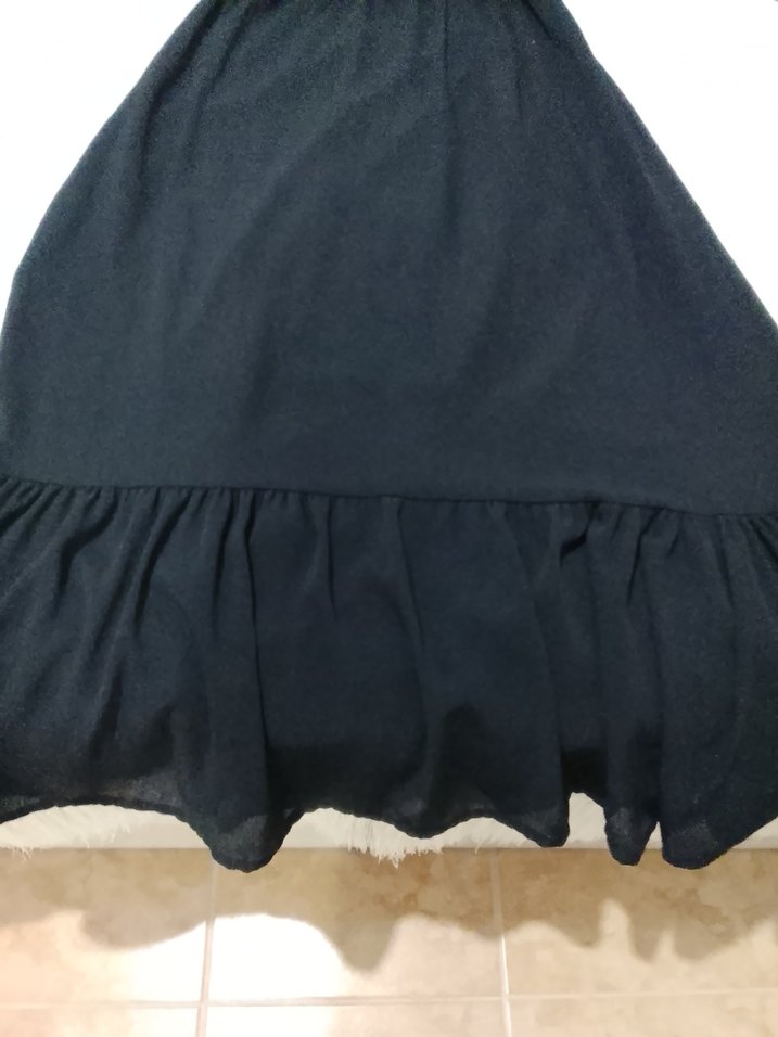 Uzun Kollu Siyah Fırfirli elbise - Görsel 5