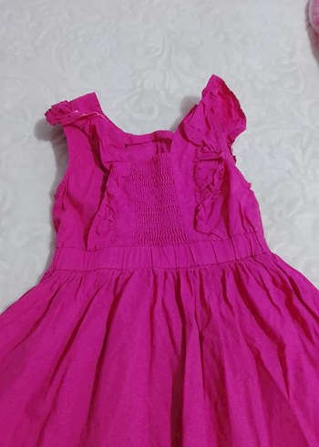 Kız Çocuk Pembe Fırfırlı Kolsuz Elbise - Görsel 3