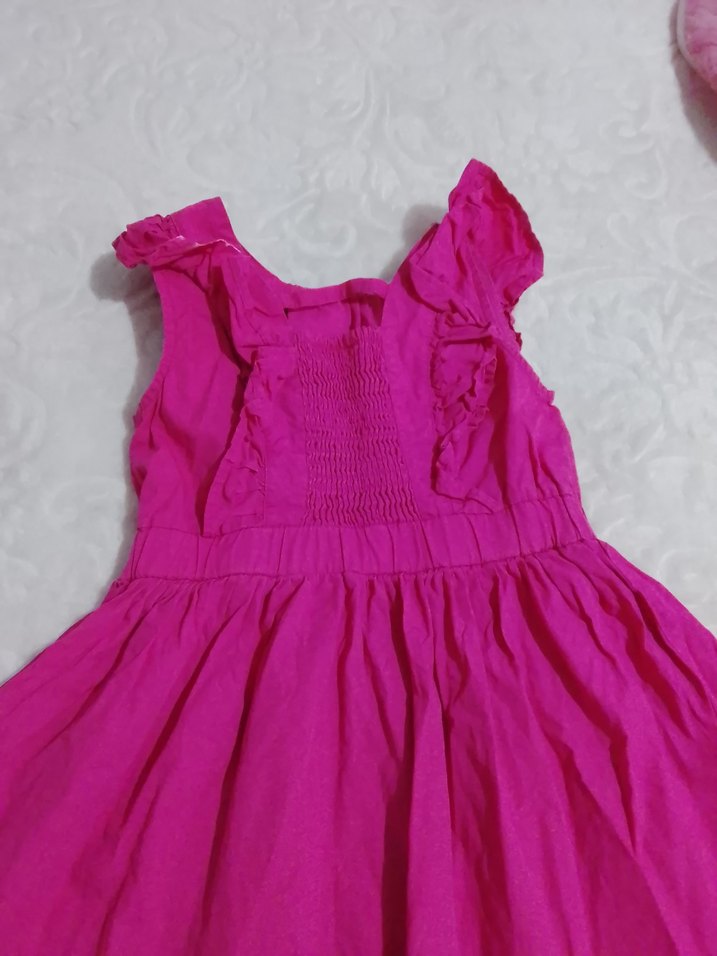 Kız Çocuk Pembe Fırfırlı Kolsuz Elbise - Görsel 3