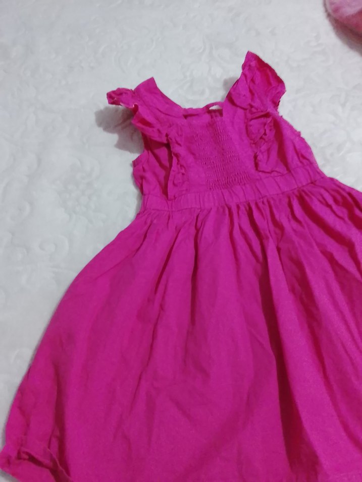 Kız Çocuk Pembe Fırfırlı Kolsuz Elbise - Görsel 5