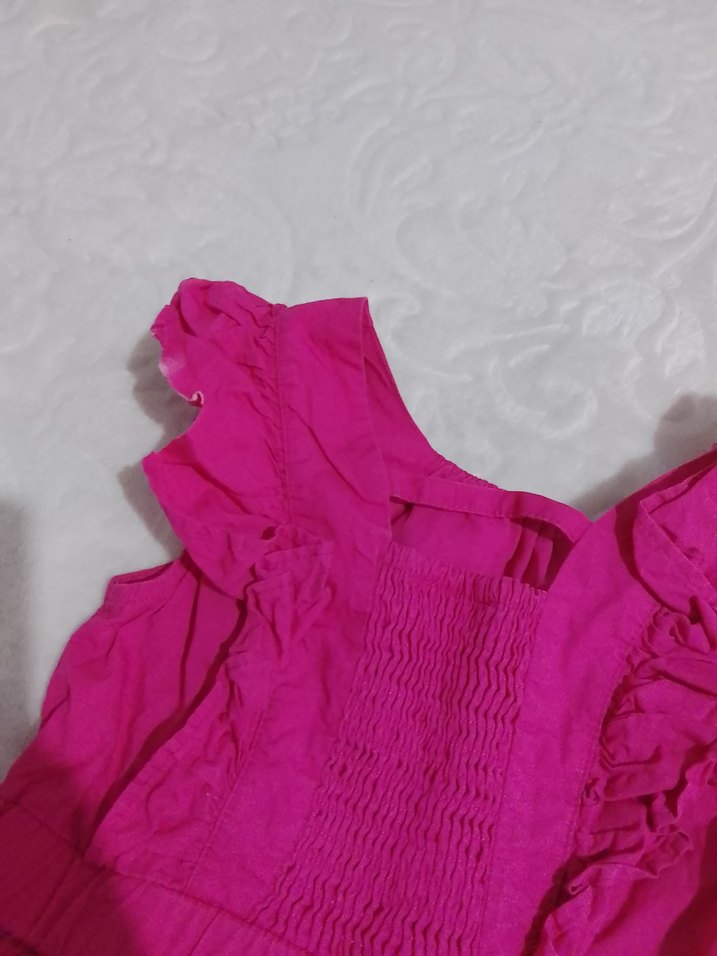 Kız Çocuk Pembe Fırfırlı Kolsuz Elbise - Görsel 4