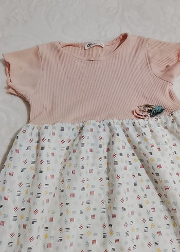 Kız Çocuk Pembe Pamuklu elbise - Görsel 2
