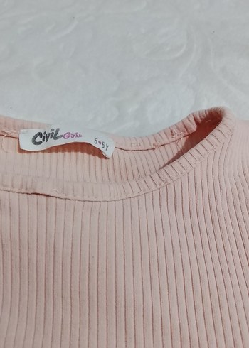 Kız Çocuk Pembe Pamuklu elbise - Görsel 4