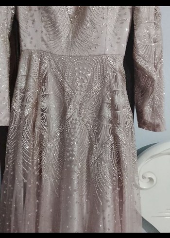 Bej Uzun Kollu abiye elbise - Görsel 2