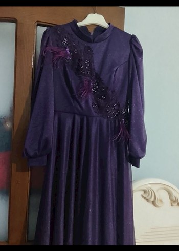 Uzun Mor Kadın Abiye Elbise - Görsel 2