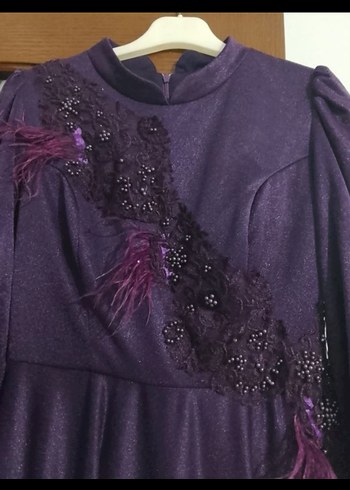 Uzun Mor Kadın Abiye Elbise - Görsel 6