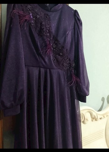 Uzun Mor Kadın Abiye Elbise - Görsel 3