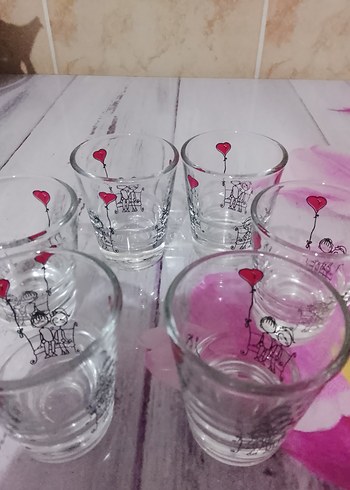 Kalpli Desenli Renkli 6'lı Shot Bardak Seti - Görsel 5