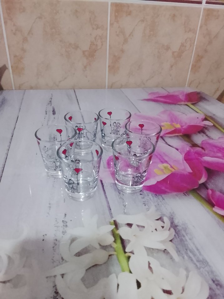 Kalpli Desenli Renkli 6'lı Shot Bardak Seti - Görsel 4