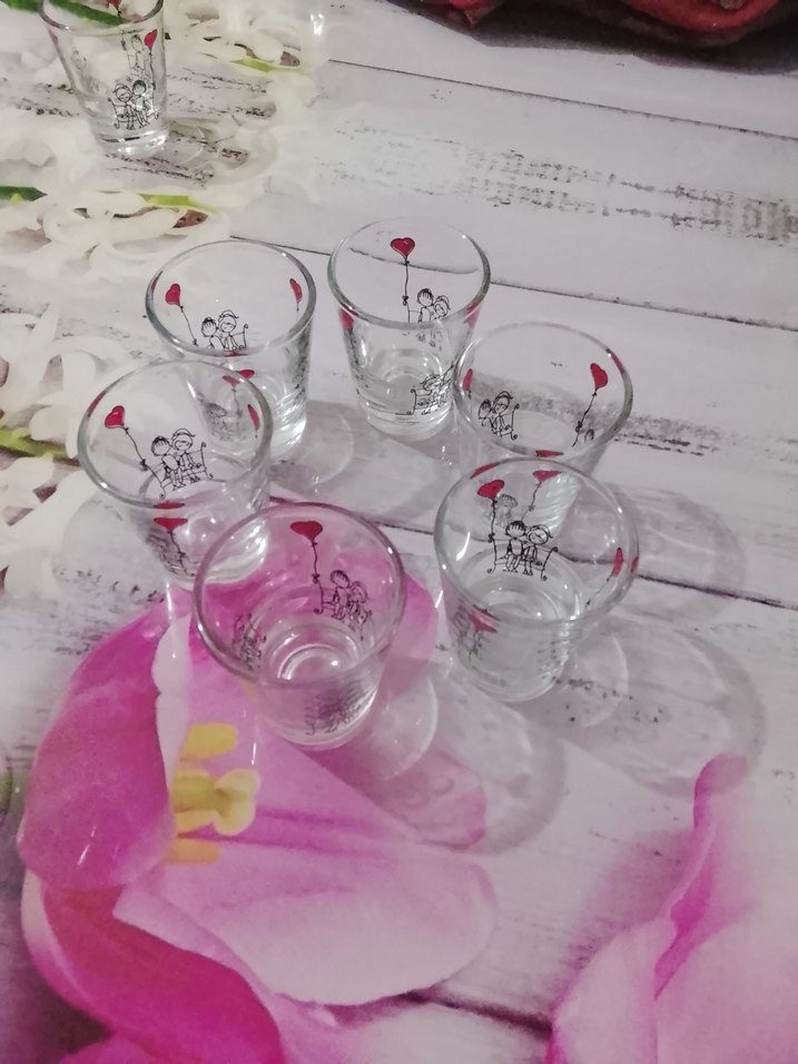 Kalpli Desenli Renkli 6'lı Shot Bardak Seti - Görsel 2