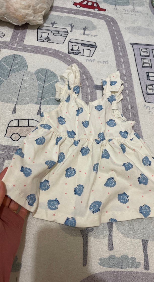 Kız Çocuk Beyaz Fırfırlı Pamuklu Elbise - Görsel 3