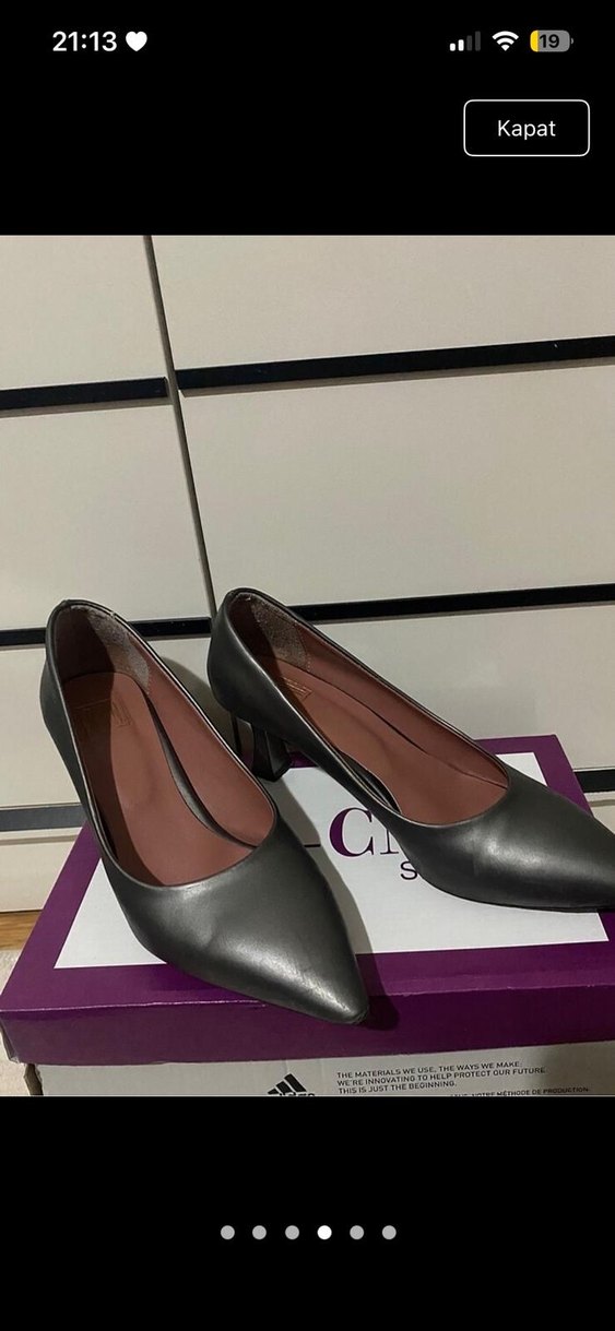 Gri Kadın Stiletto Ofis Ayakkabısı - Görsel 5