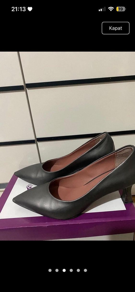 Gri Kadın Stiletto Ofis Ayakkabısı - Görsel 4