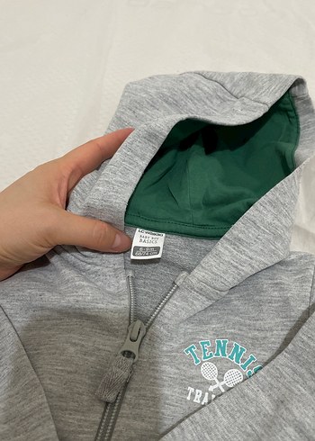Erkek Çocuk Gri Kapüşonlu Fermuarlı Sweatshirt - Görsel 3