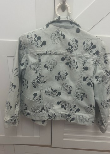 Kız Çocuk Gri Baskılı Denim Ceket - Görsel 3