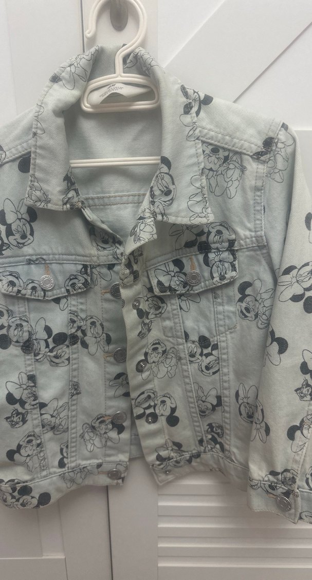 Kız Çocuk Gri Baskılı Denim Ceket - Görsel 4