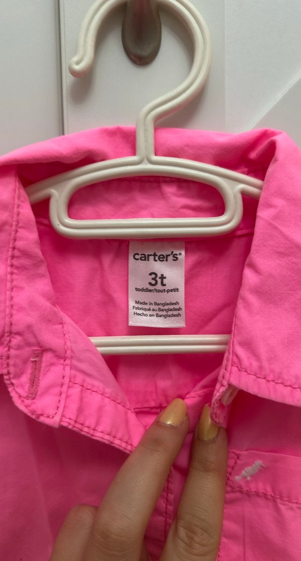 Kız Çocuk Pembe Düğmeli Uzun Kollu Gömlek - Görsel 2