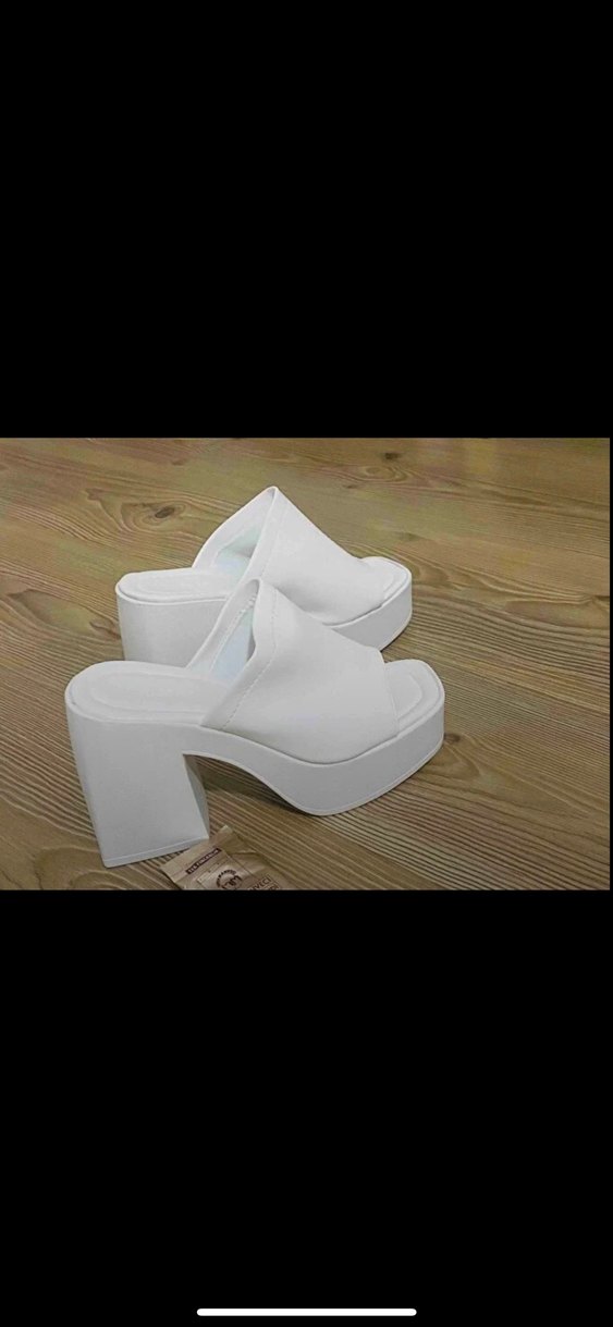 Beyaz Platform Topuklu Kadın Terlik - Görsel 2