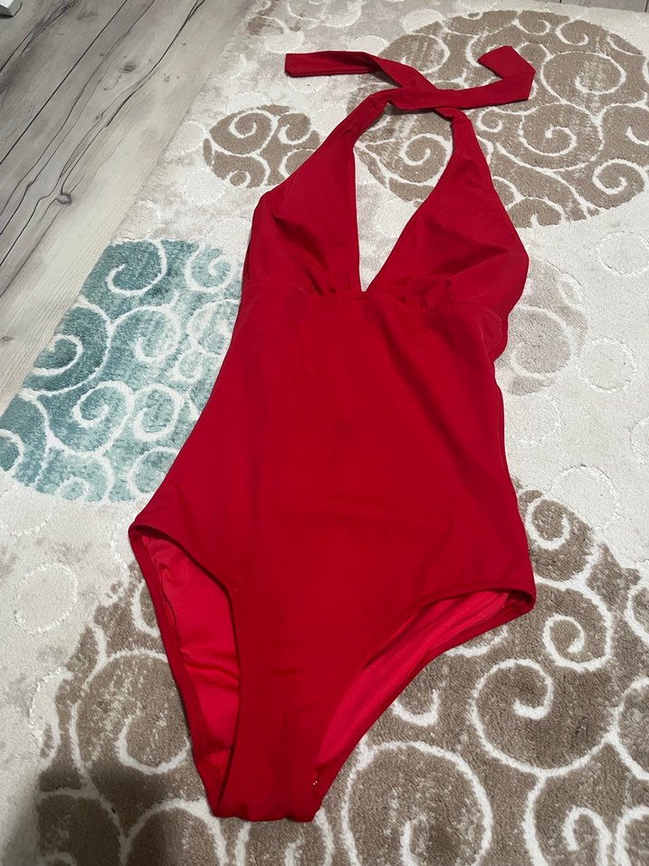 Kırmızı Parlak Askılı Kadın Mayo - Görsel 2