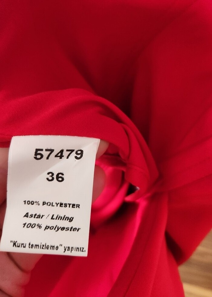 Kırmızı straplez midi abiye elbise 36 beden ama 38 uyumlu - Görsel 4