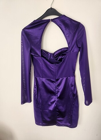Bershka S Beden mor mini elbise 80 cm uzunluk  - Görsel 2