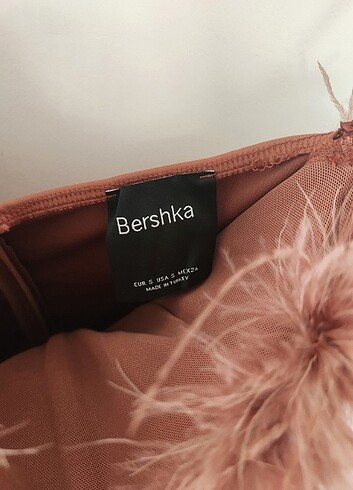 Bershka mini straplez elbise S Beden pudra pembe  - Görsel 3
