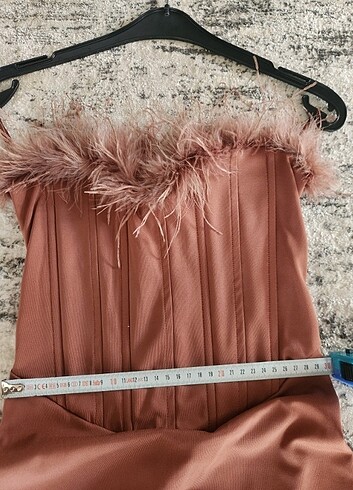 Bershka mini straplez elbise S Beden pudra pembe  - Görsel 7