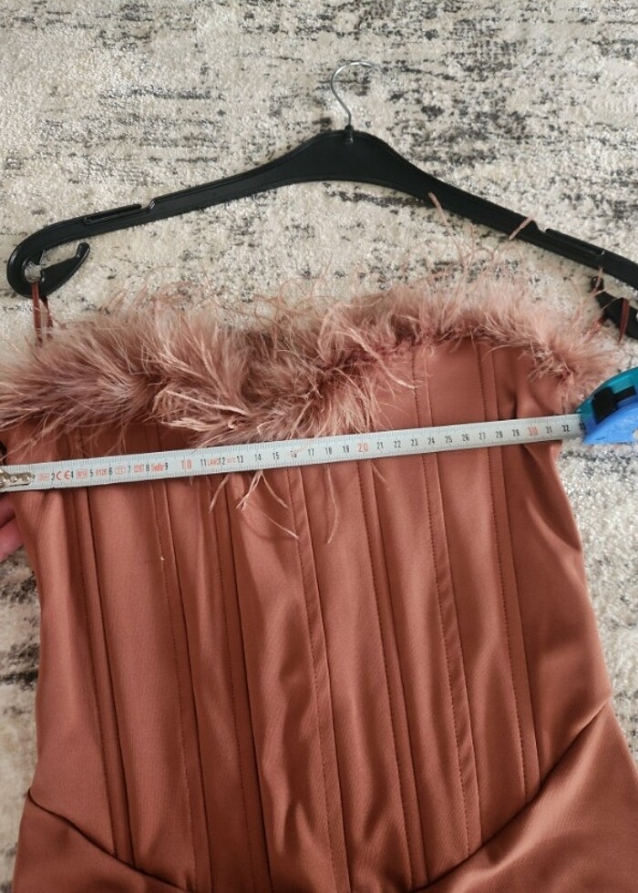 Bershka mini straplez elbise S Beden pudra pembe  - Görsel 5