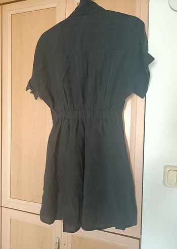 Düğmeli Siyah gömlek elbise - Görsel 3