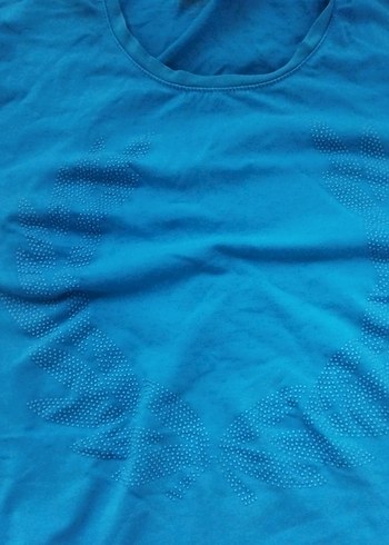 Mavi Kısa Kollu Rahat erkek tişört - Görsel 2