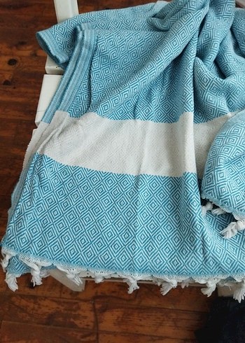 Uzun Mavi Bohem Plaj Havlusu - Görsel 3