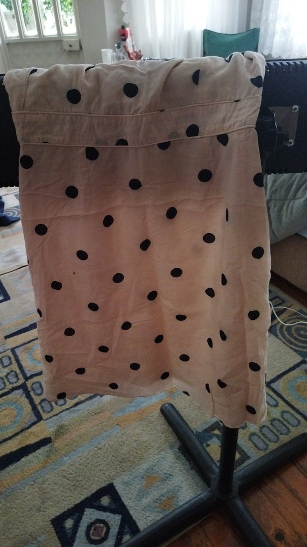 Puantiyeli Pembe Midi Hamile Eteği - Görsel 3