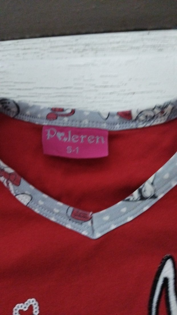 Kız Çocuk Kırmızı Dantel Detaylı Baskılı Tişört - Görsel 3