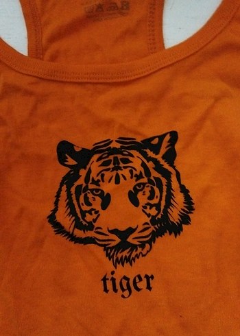 Turuncu Baskılı Spor Crop Top - Görsel 2