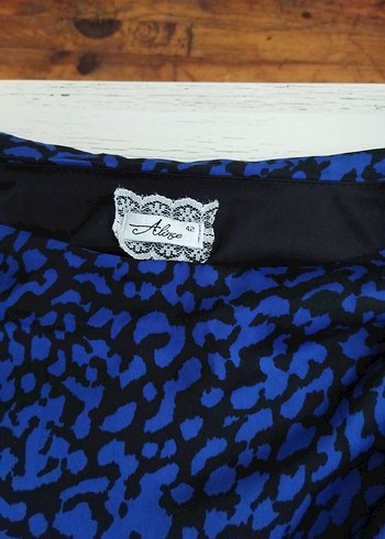 Mavi Drapeli Bağlama Desenli Uzun Hamile Eteği - Görsel 2